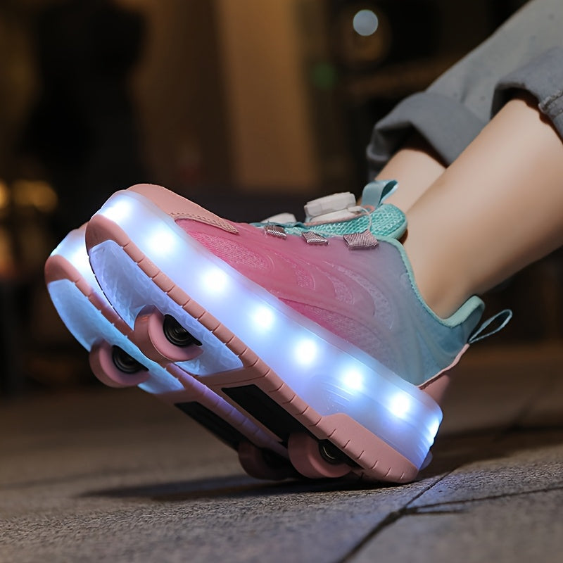 Kids LED Roller Skates with USB Rechargeable Battery Lightweight Durable Outdoor Sports