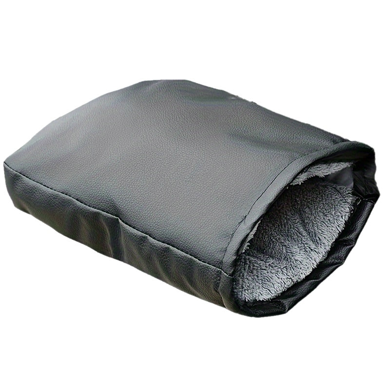 Motorcycle Handlebar Gloves PU Leather Thermal Winter Hand Covers for Scooters and Bikes