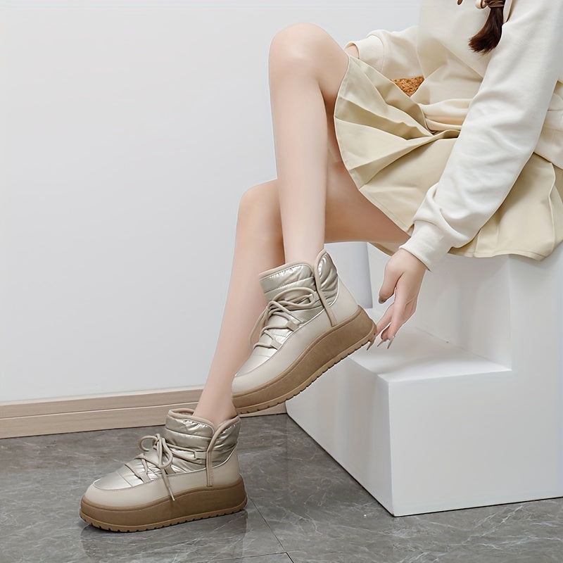 Women's Winter Fleece-Lined Chunky Sneakers Casual Warm Winter Boots