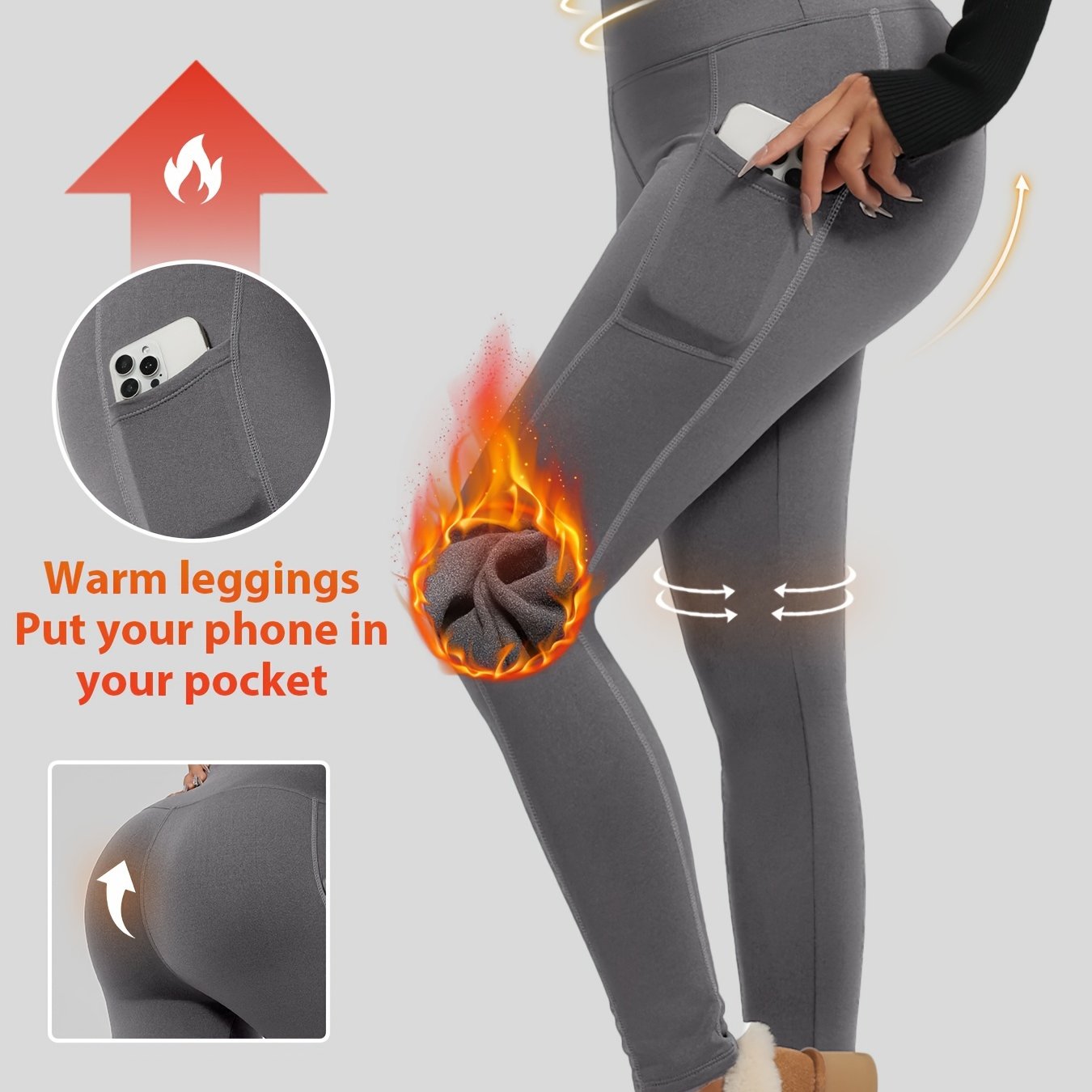 Leggings de terciopelo para otoño e invierno para deporte, casual, ajustado, con bolsillos