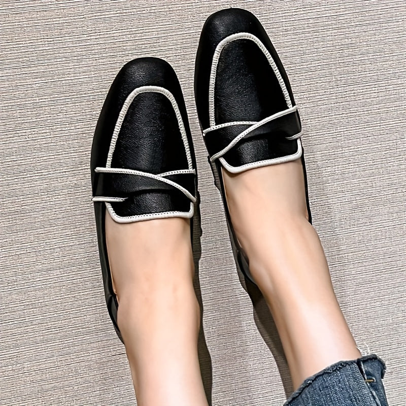 Women's Flat Shoes Slip-On Square Toe Lightweight Solid Color Casual