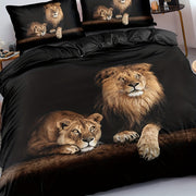 Lion Print Duvet Cover Set Soft Comfortable Bedding for Bedroom or Guest Room Includes 1 Duvet Cover and 2 Pillowcases