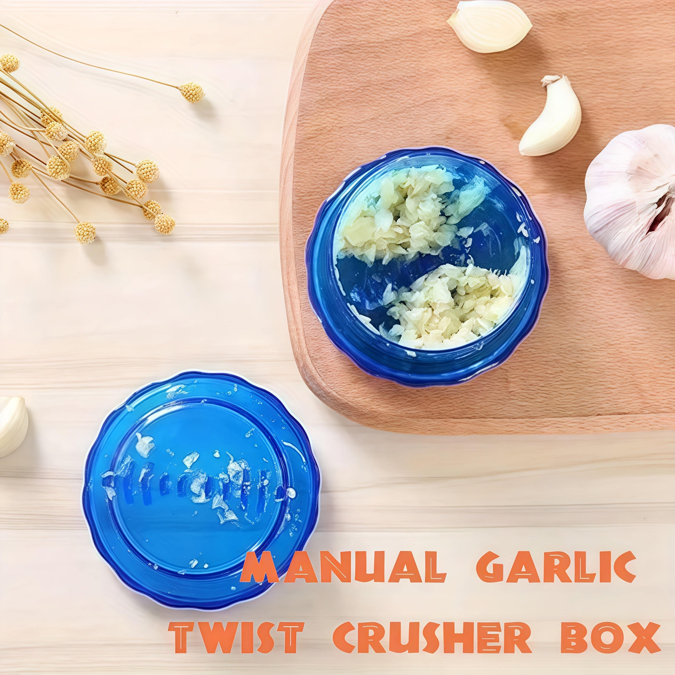 Manual Garlic Crusher Handheld Plastic Kitchen Tool