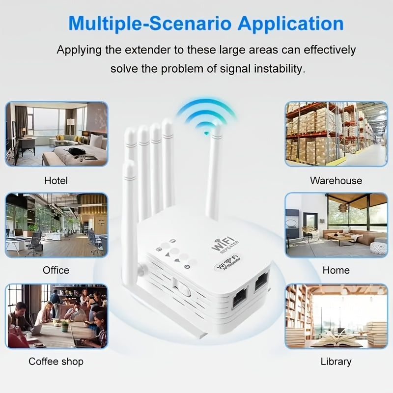 Repetidor de señal Wi-Fi 6 1200Mbps con 6 antenas, puerto Ethernet, enchufe europeo