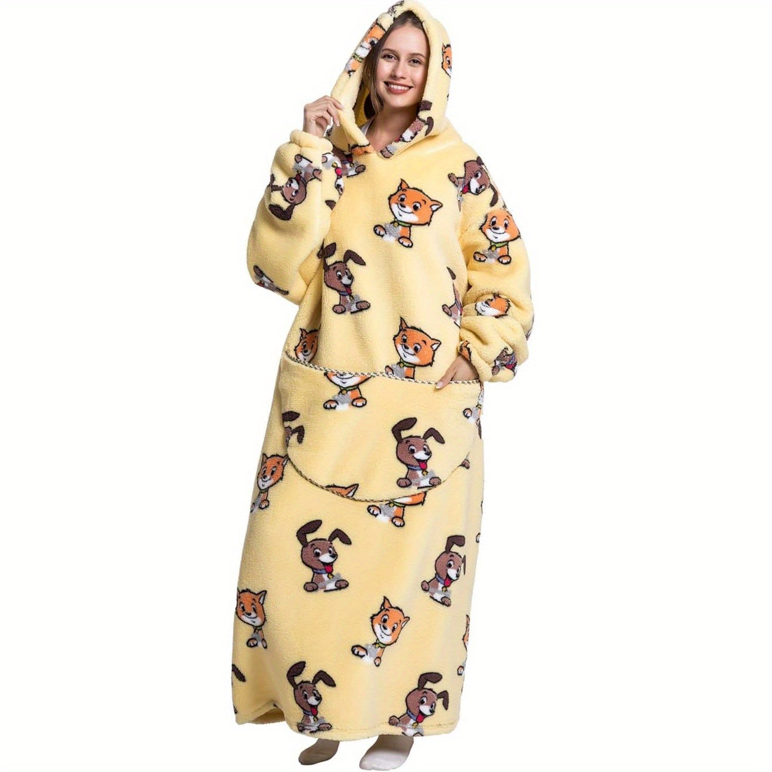 Oversized Hoodie Blanket for Women and Men Warm Fluffy Hooded Sweatshirt