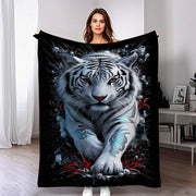 White Tiger Design Blanket for Bed Towel Nap Leisure Lightweight Soft