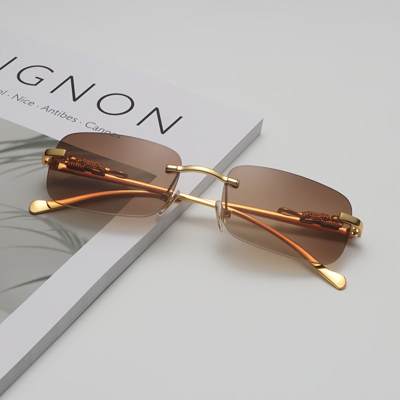 Yoshlar uchun Rimless metall kvadrat ko‘zoynaklar yozgi sayohat va haydash uchun