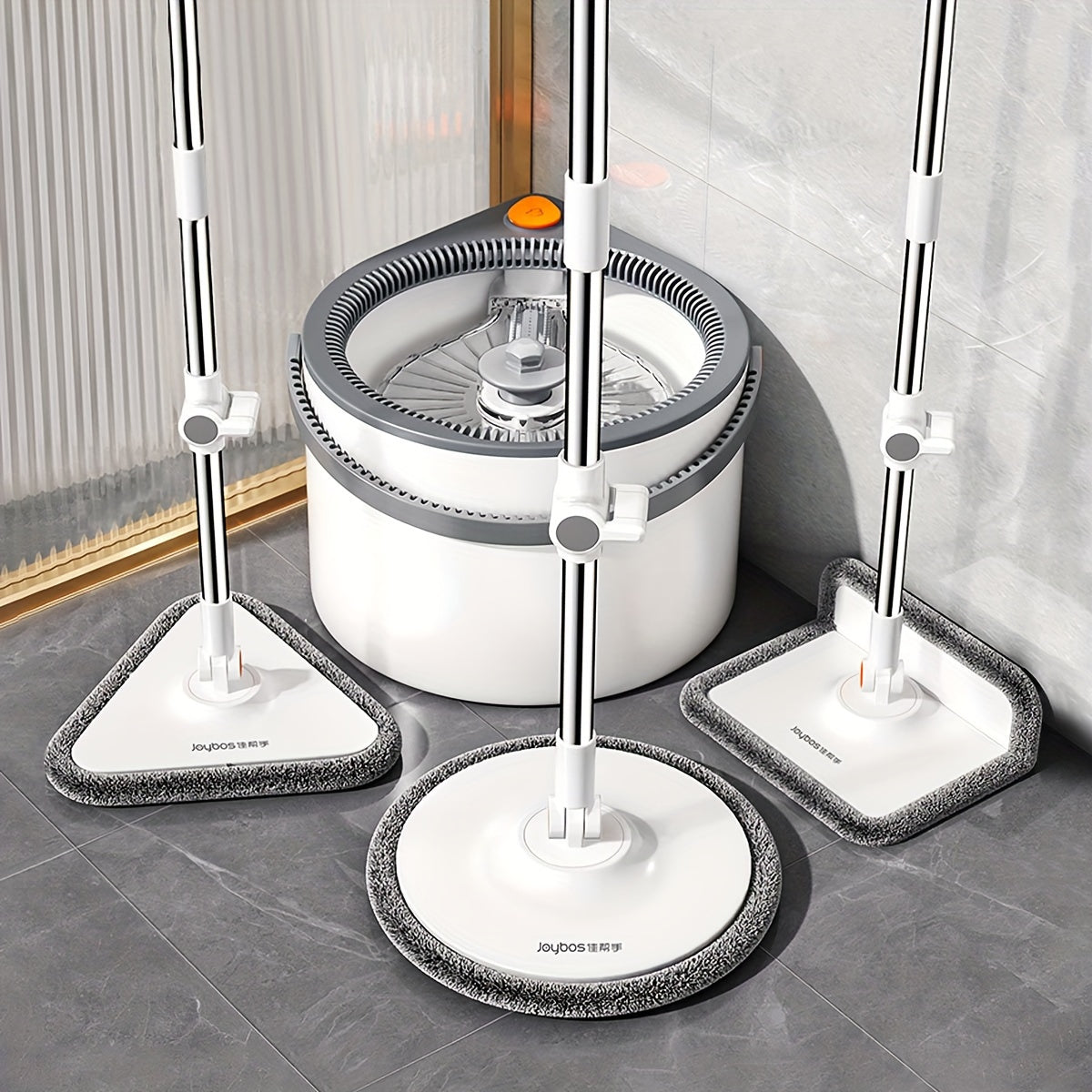 Spin Mop and Bucket System with Microfiber Pads and 3 Mop Heads