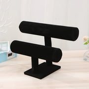 Large Capacity Jewelry Organizer with Scratch-Resistant Black Double Layer Display Stand