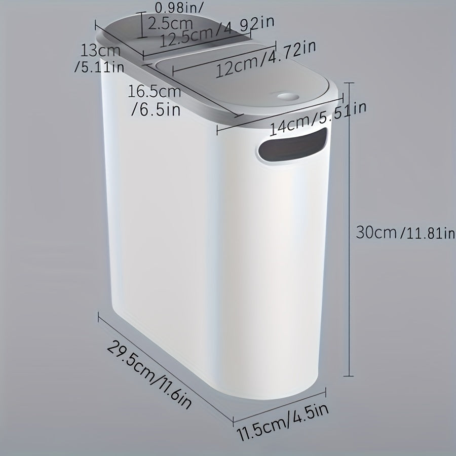Bathroom Trash Can with Lid and Slit for Easy Disposal, 1.3 Gallon