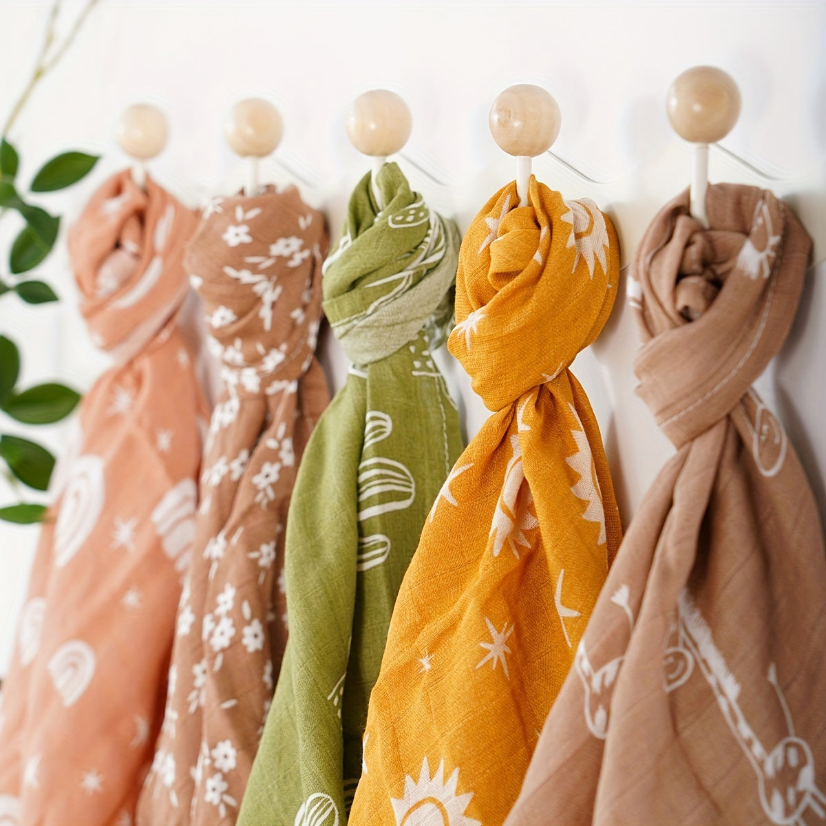 Set of 5 Muslin Bamboo Cotton Baby Bibs Soft Absorbent Feeding Burp Cloths for Newborns