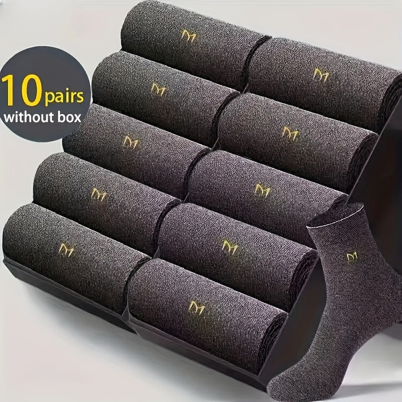 Men's Breathable Mesh Dress Socks 10 Pairs Odor-Resistant Comfortable Fits US Sizes 9-11