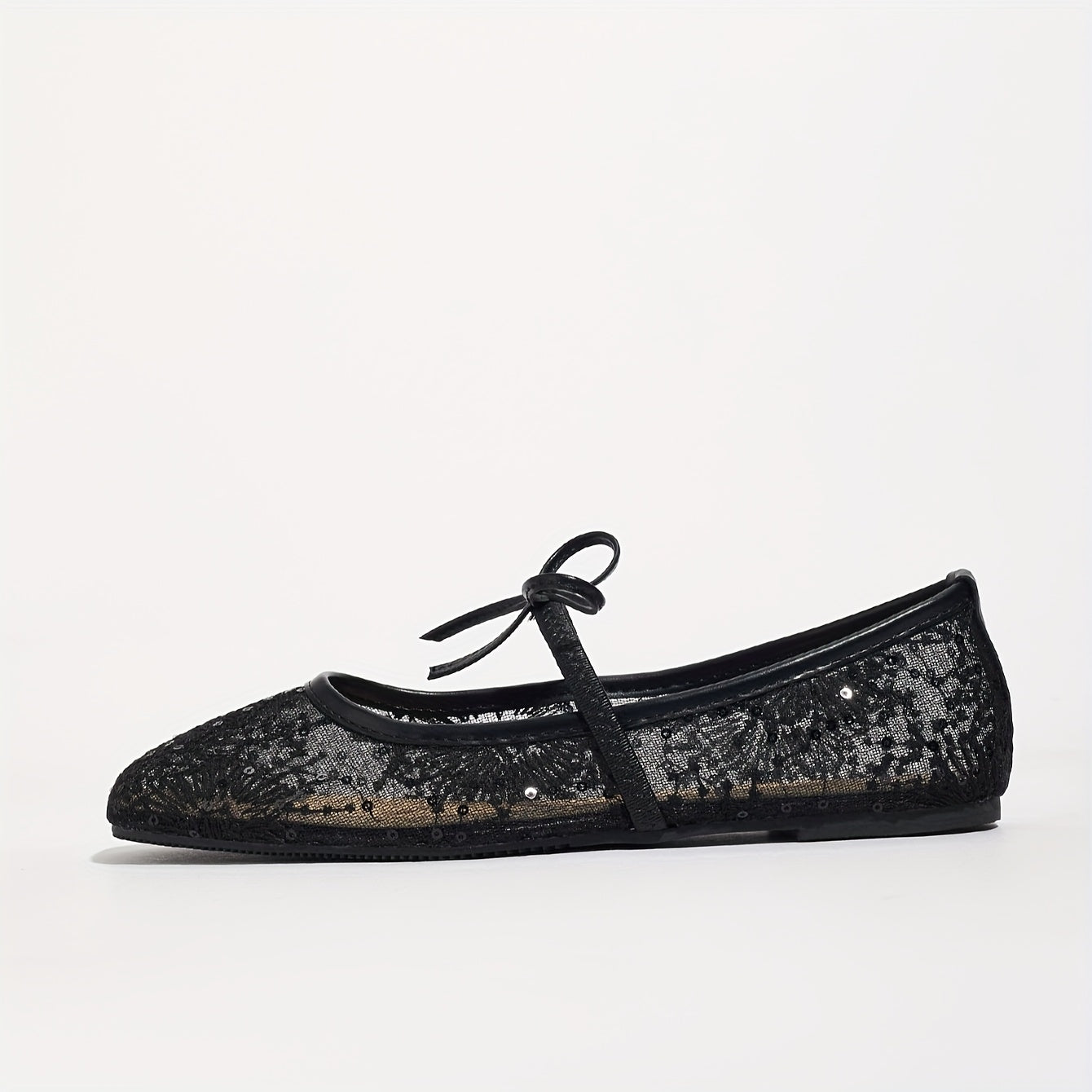 Women's Floral Embroidered Mary Jane Flats Breathable Mesh Square Toe