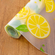 Vinyl Kitchen Cabinet Liner with Lemon Pattern Moisture Waterproof Dustproof Non-Slip Multi-Purpose Shelf Drawer Fridge Mat