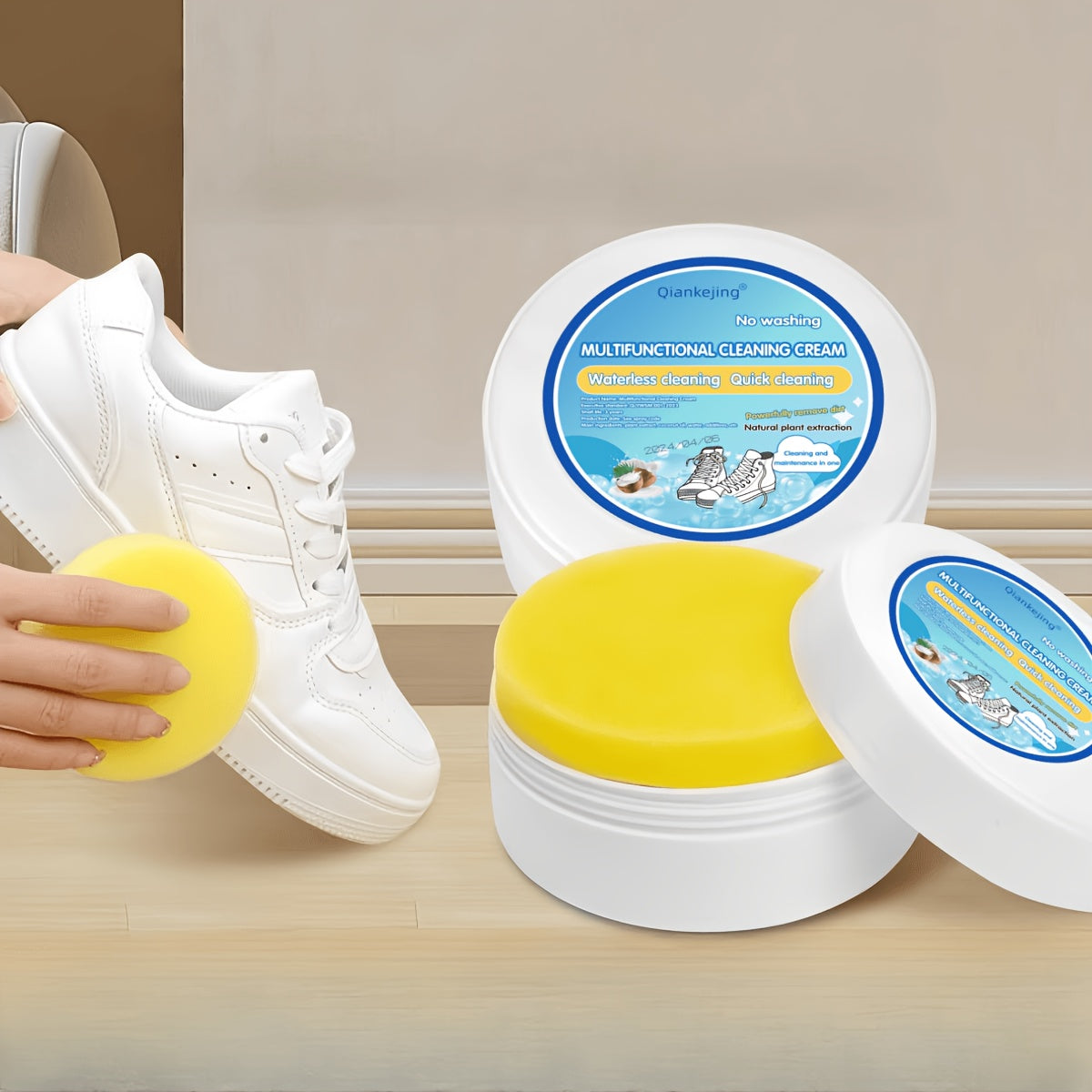 Pasta limpiadora para zapatillas blancas de mujer, removedor de manchas, limpiazapatos sin agua