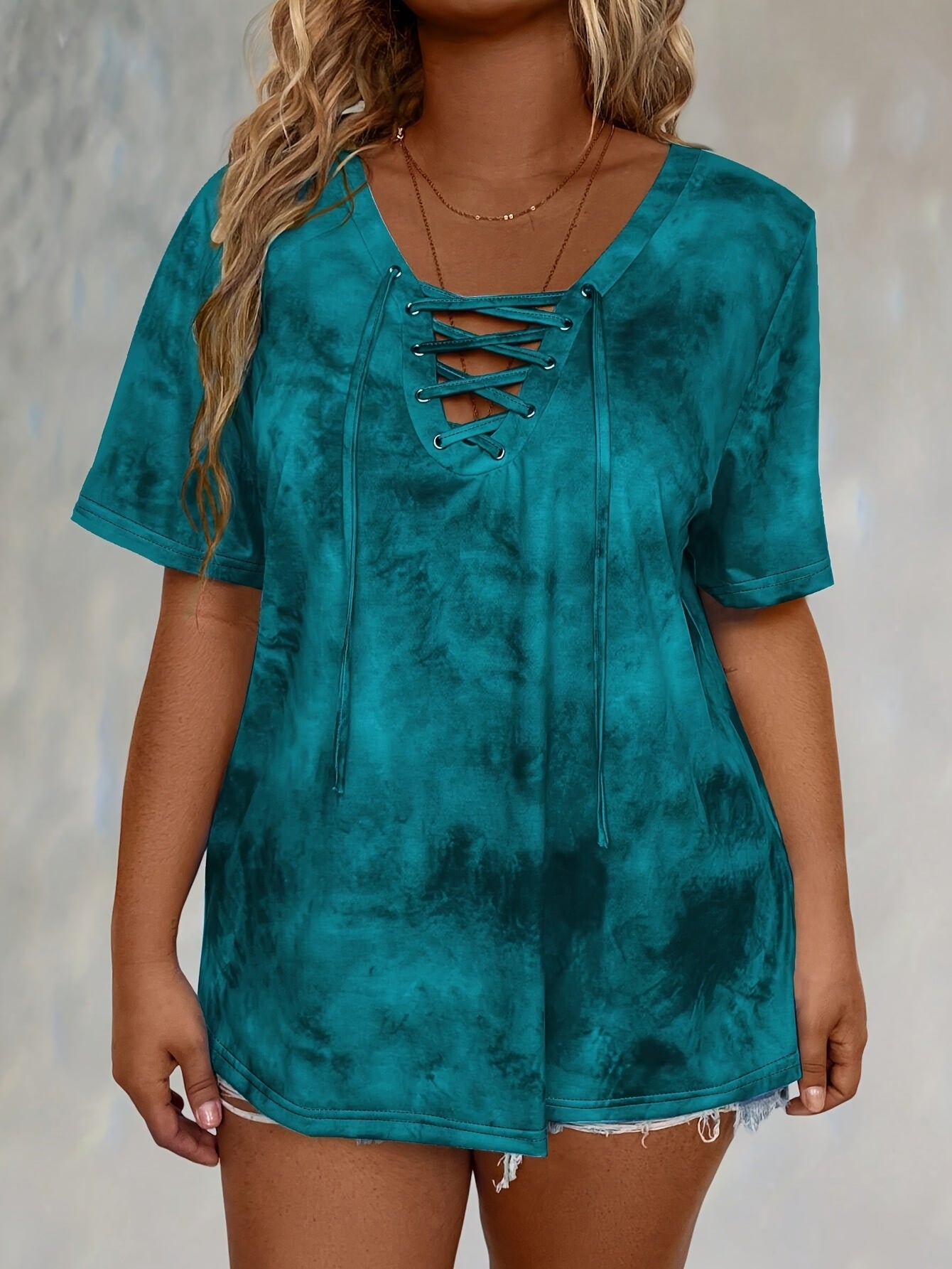 Pack de 2 camisetas casuales de manga corta con teñido en espiral para mujer talla grande