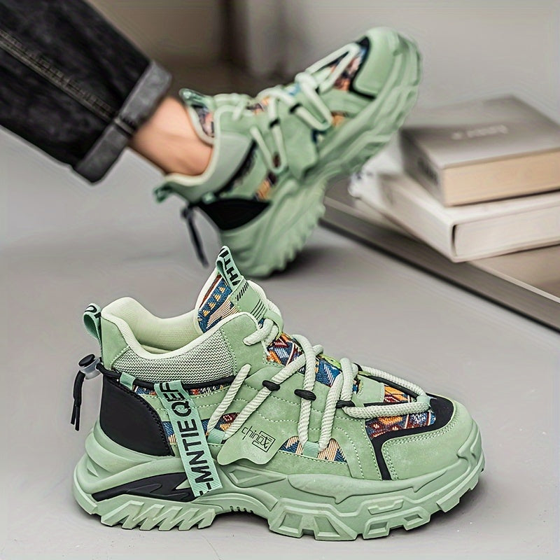 Men's Beige Chunky Sneakers for Autumn Winter Running Hiking Casual