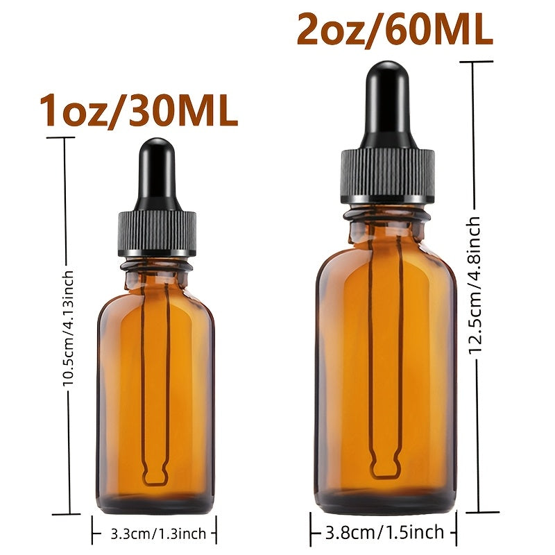 Botellas de vidrio ámbar con cuentagotas de 30ml y 60ml, conjunto con cuentagotas de vidrio azul para cosméticos, perfumes y aceites esenciales