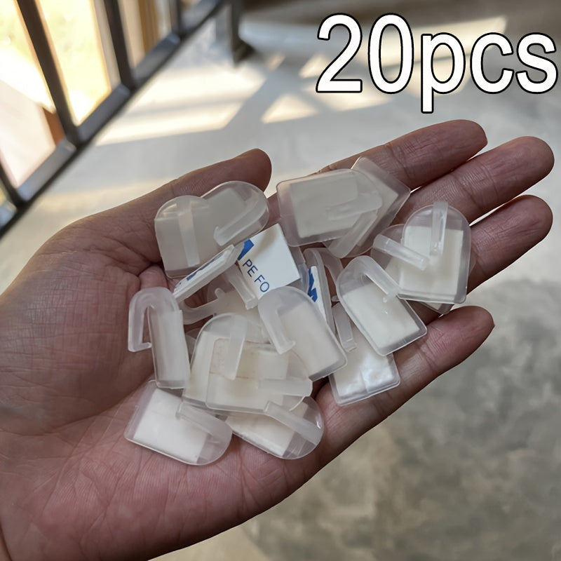 20-Pack Plastic Wall Hooks for Kitchen Bathroom Bedroom Office Seamless Adhesive Easy Install