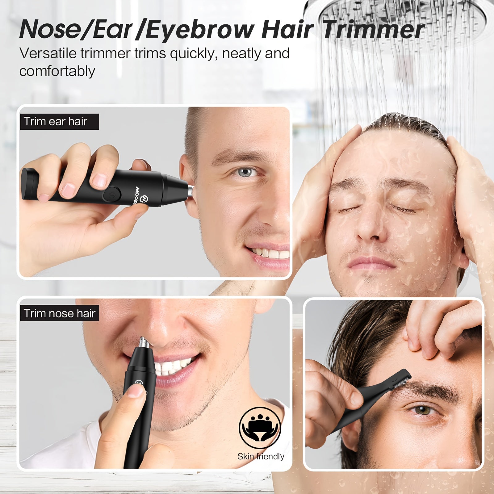 Recortadora de vello nasal todo en uno para hombres y mujeres, sin dolor, recargable por USB, 500mAh
