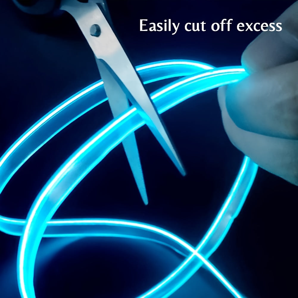 Tira de iluminación LED interior de coche azul hielo, decorativa flexible para ambiente, 2M