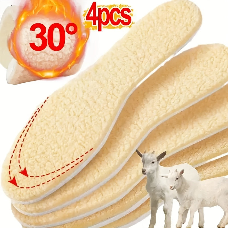 4Pcs Fleece Insoles for Men Women Thermal Warm Winter Sports Outdoor