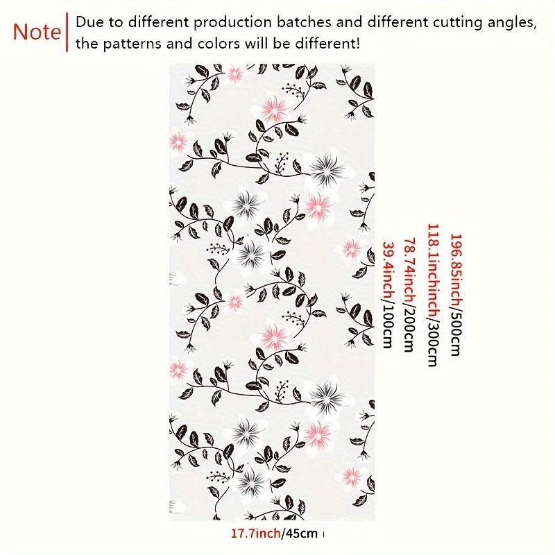 Floral Pattern Window Film Static Cling Privacy Glass Sticker for Home Decor