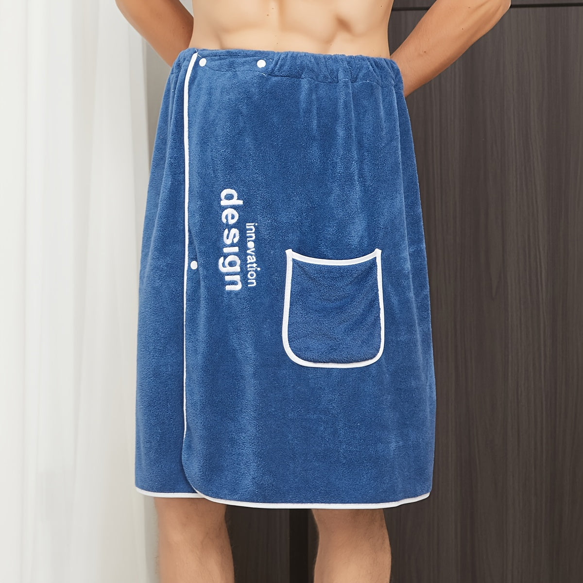 Мужской халат с вышивкой, мягкий и удобный для душа, сауны, спа.