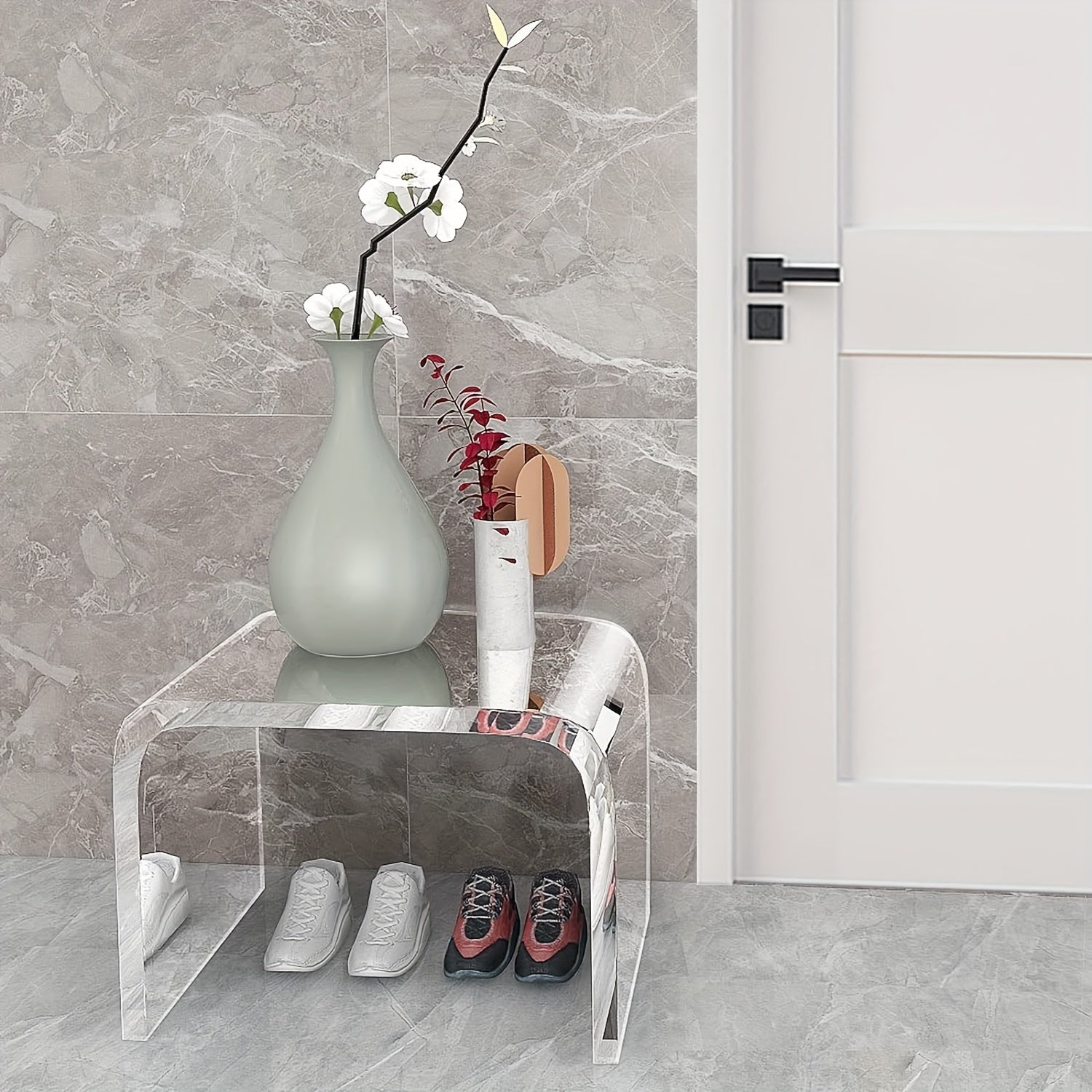 Transparent Acrylic U-Shaped Stool for Kids and Adults, Stylish Footrest