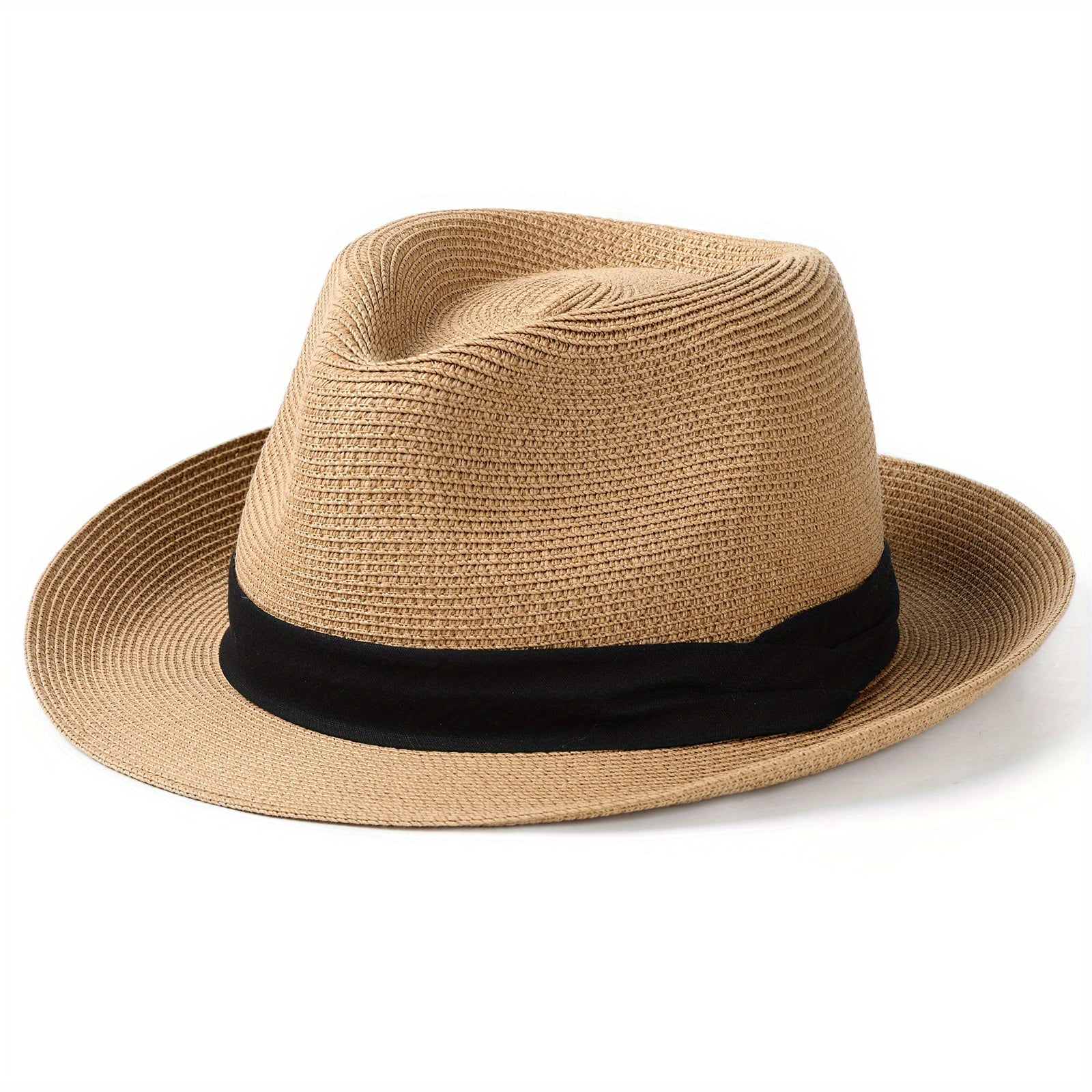 Straw Panama Hat Fedora with Wide Brim Sun Beach Hat for Men Women