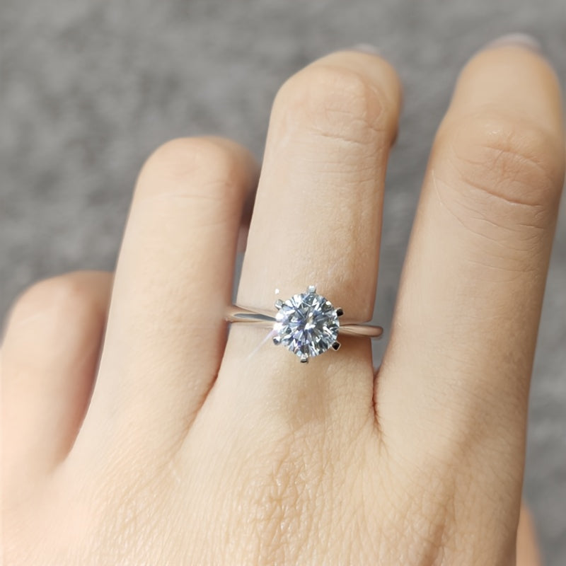 Vintage 10CT Moissanite Engagement Ring Sterling Silver 18K Gold Plated Synthetic November Birthstone