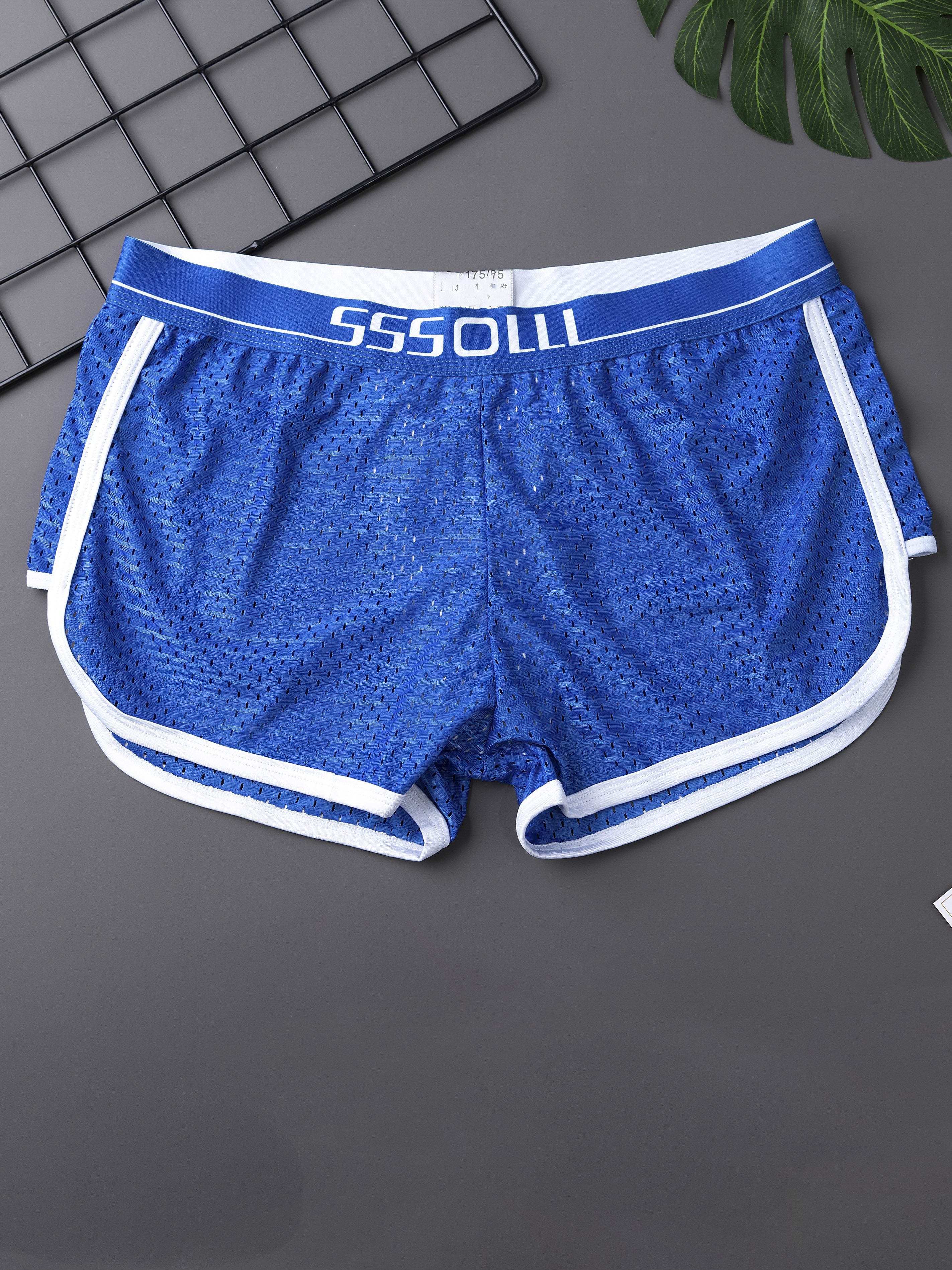Men's Solid Color Boxer Briefs Youth Mesh Breathable Sports Trunks Casual Underwear