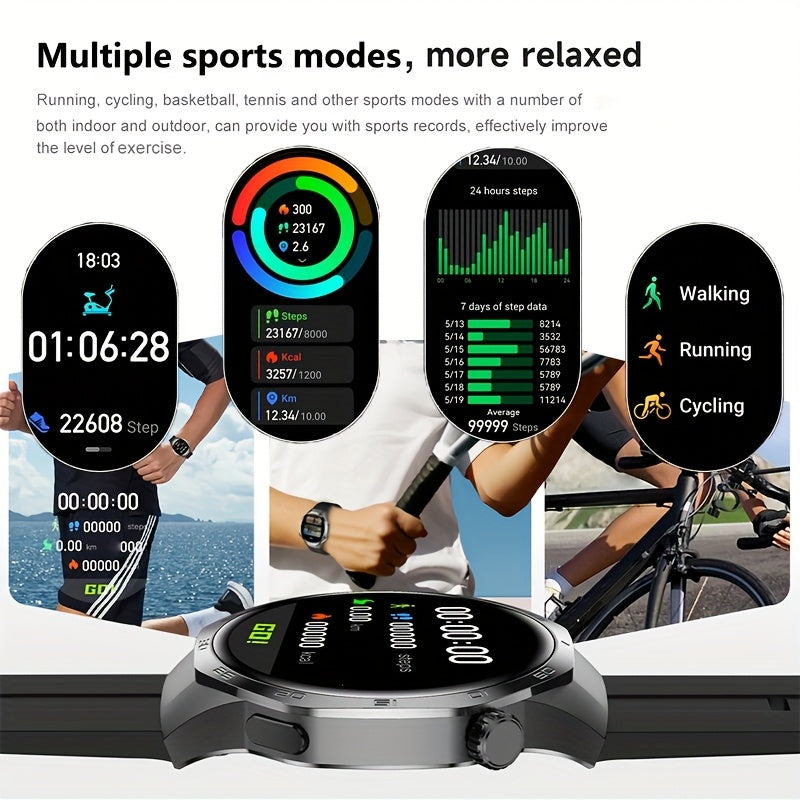 Men's Smartwatch GPS Fitness Tracker with 360x360 HD Screen AI Voice Call NFC 100+ Sports Modes