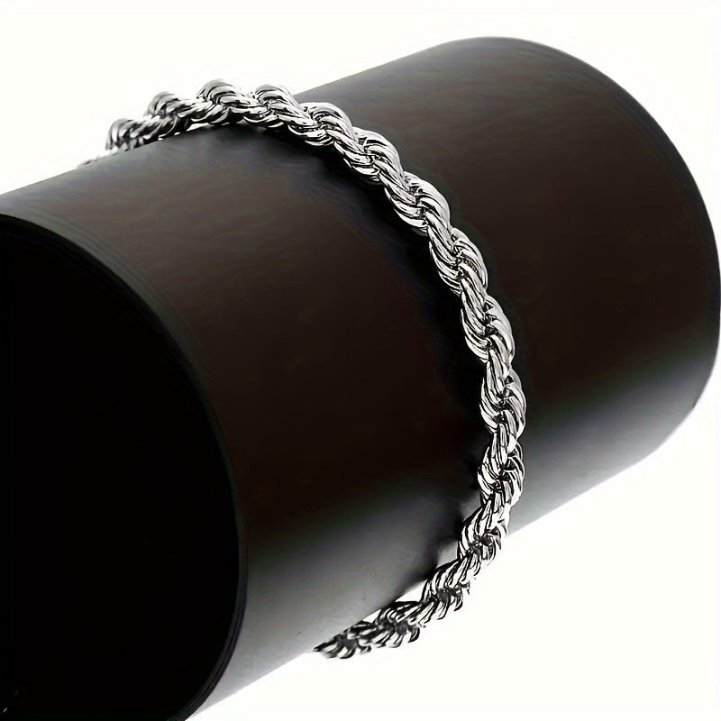 925 Silver Plated Twist Chain Set for Men and Women Necklace and Bracelet
