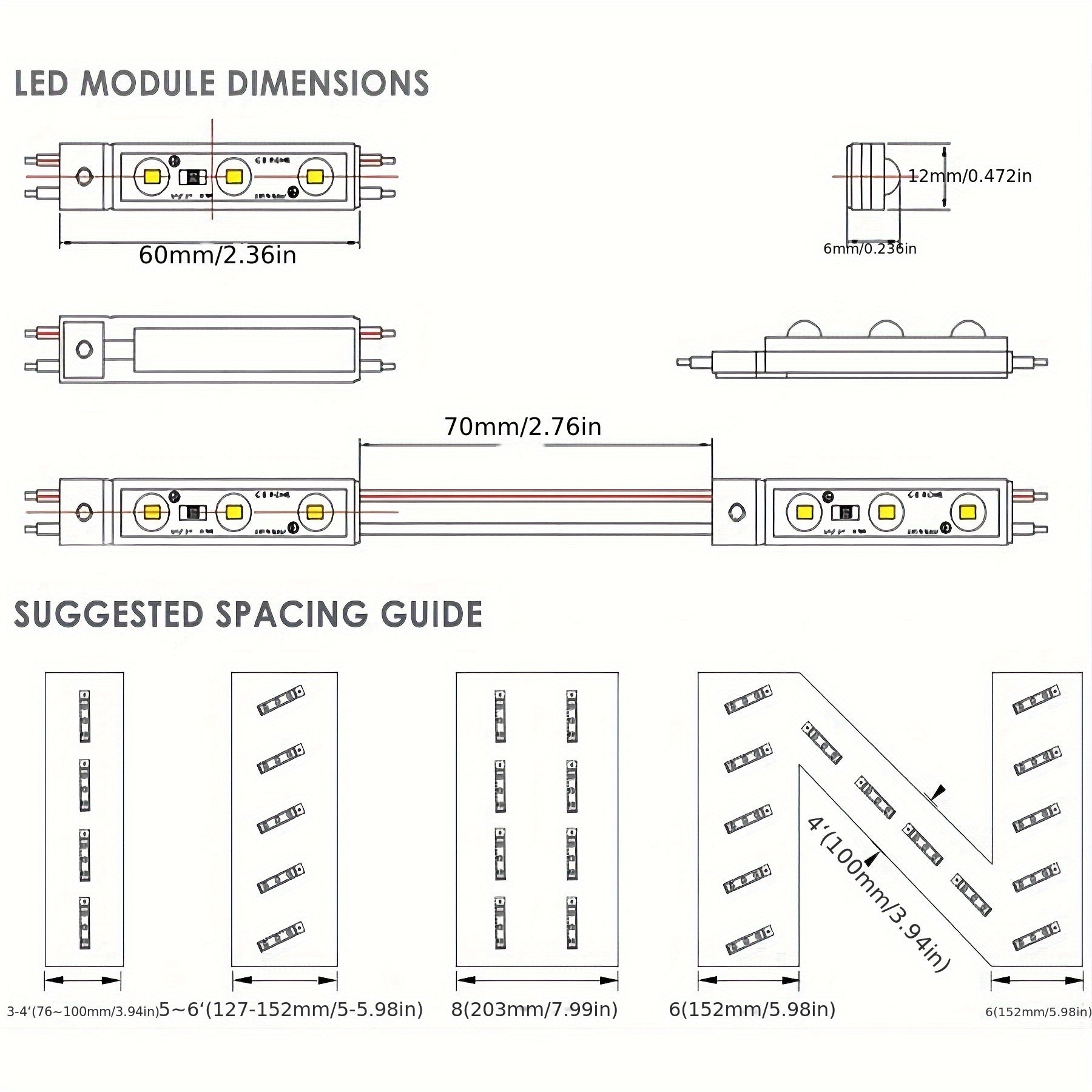 Kit de 20 piezas de módulos LED 2835 con cinta IT para señalización con letras en canal