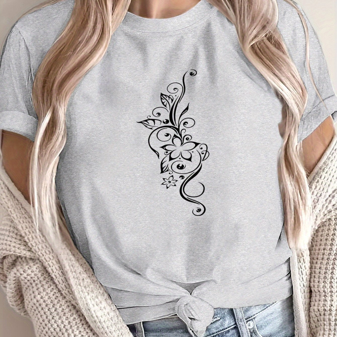 Women's Loose Large Size T-Shirt Spring Summer Casual Short Sleeve Breathable Fabric