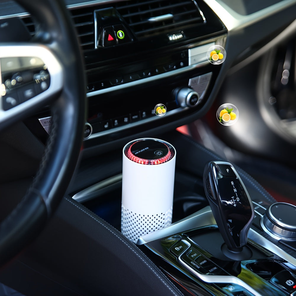 1 шт. Белый очиститель воздуха с синими акцентами - Удаляет 99% пыли и отрицательных ионов, 1000 Вт, включает ароматизированные диски - Идеально для спальни, автомобиля, офиса