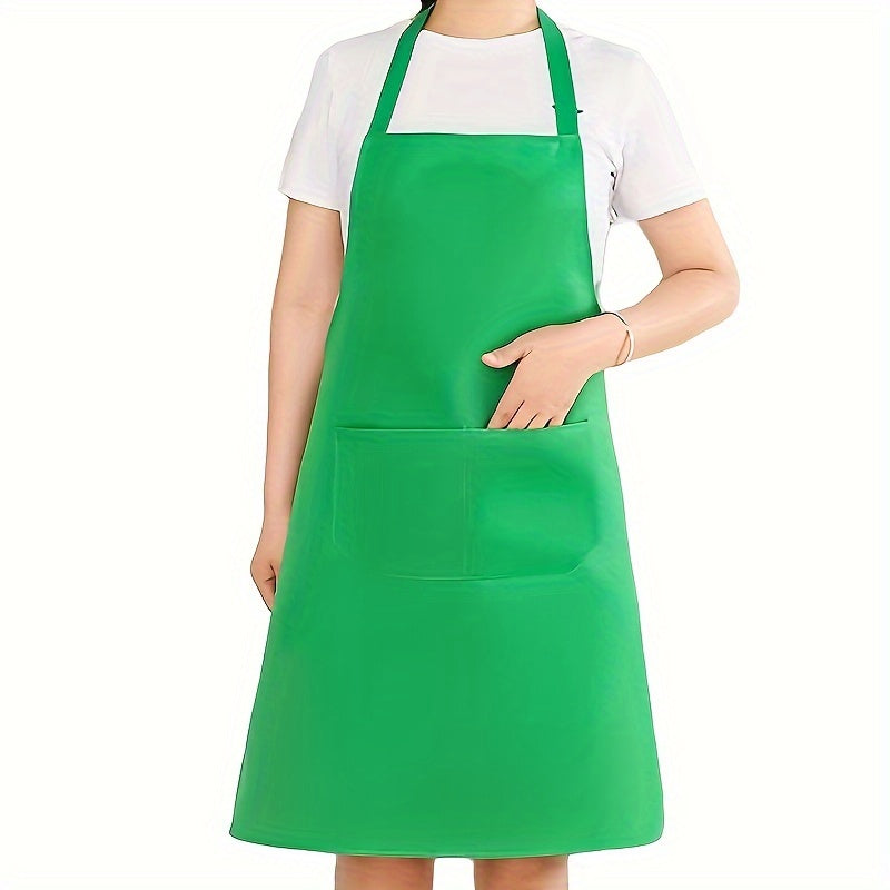 Waterproof Polyester Apron with Pockets for Cooking BBQ and Salon Use in Red Black Pink