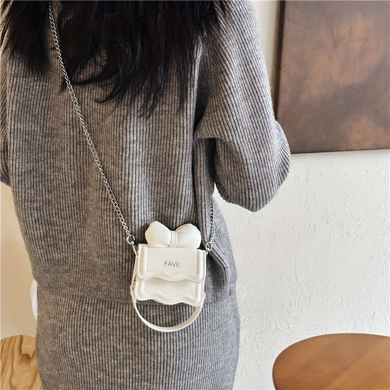 Kids Girls Pink Crossbody Bag with Bow Accent and Embossed Flap for Daily Use