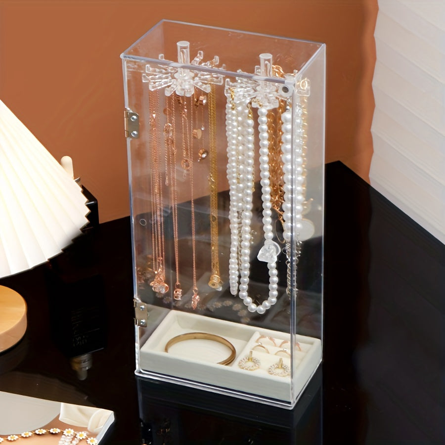 Transparent Jewelry Storage Box for Necklaces and Rings Dustproof Organizer