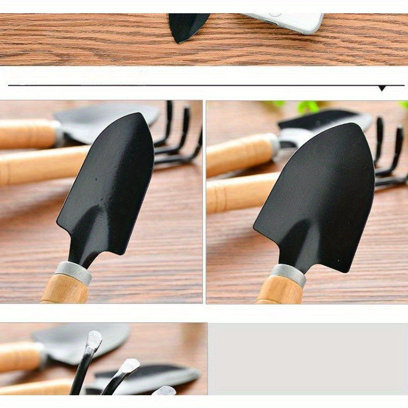 Succulent Plant Gardening Tool Set with Mini Shovel Rake and Shovel Durable Metal and Wooden Handles