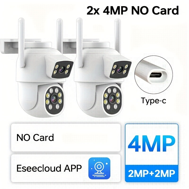 2-to'plam 4MP simsiz xavfsizlik kameralar insonni aniqlash kechqurun ko'rish PTZ tashqi