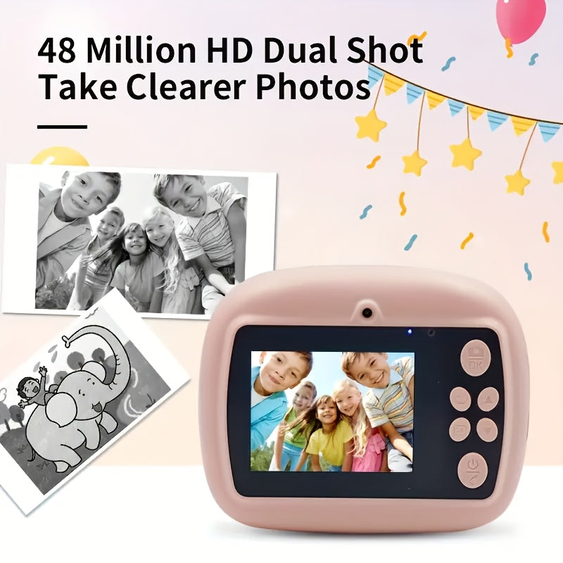Kids Digital Camera Dual-Camera HD Video Photo Print Mode for Children Pink Blue