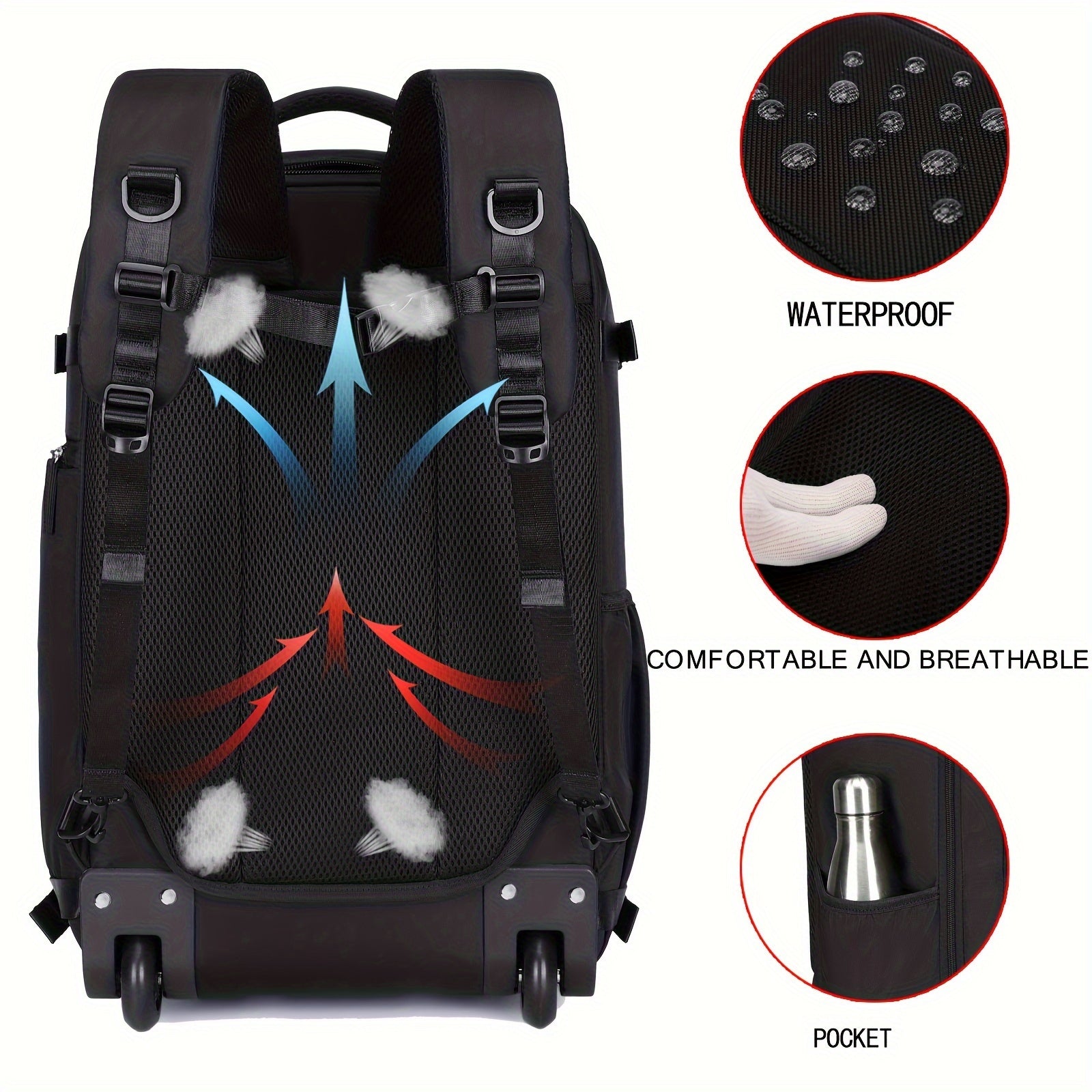 17-dyuym g'ildirakli noutbuk sumkasi erkaklar va ayollar uchun biznes, maktab, sayohat, kulrang