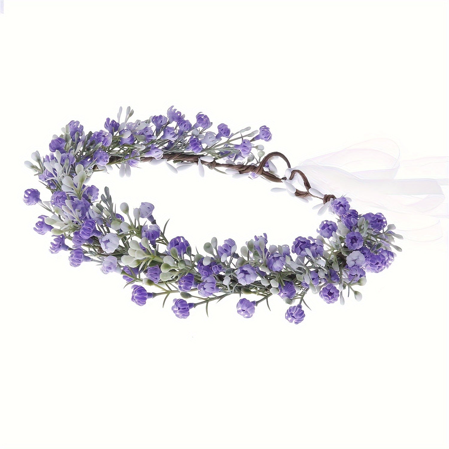 Artificial Baby's Breath Flower Crown Headband Floral Headpiece for Weddings Parties Festivals
