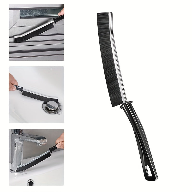 Set of 3 Hard Bristle Gap Cleaning Brushes with Ergonomic Handles for Bathroom and Household Cleaning