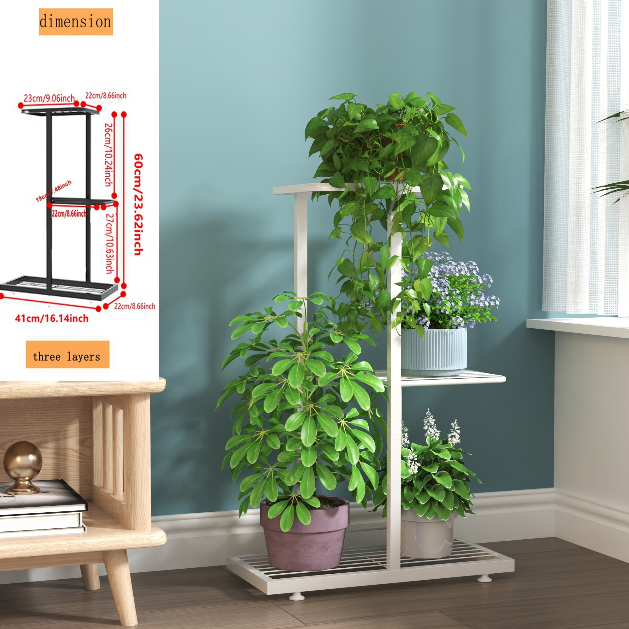 European Style Multi-Tier Metal Plant Stand White Rustproof Indoor Balcony Decor