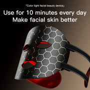 Facial Beauty Device with Seven Color Lights and Strap for At-Home Skin Care