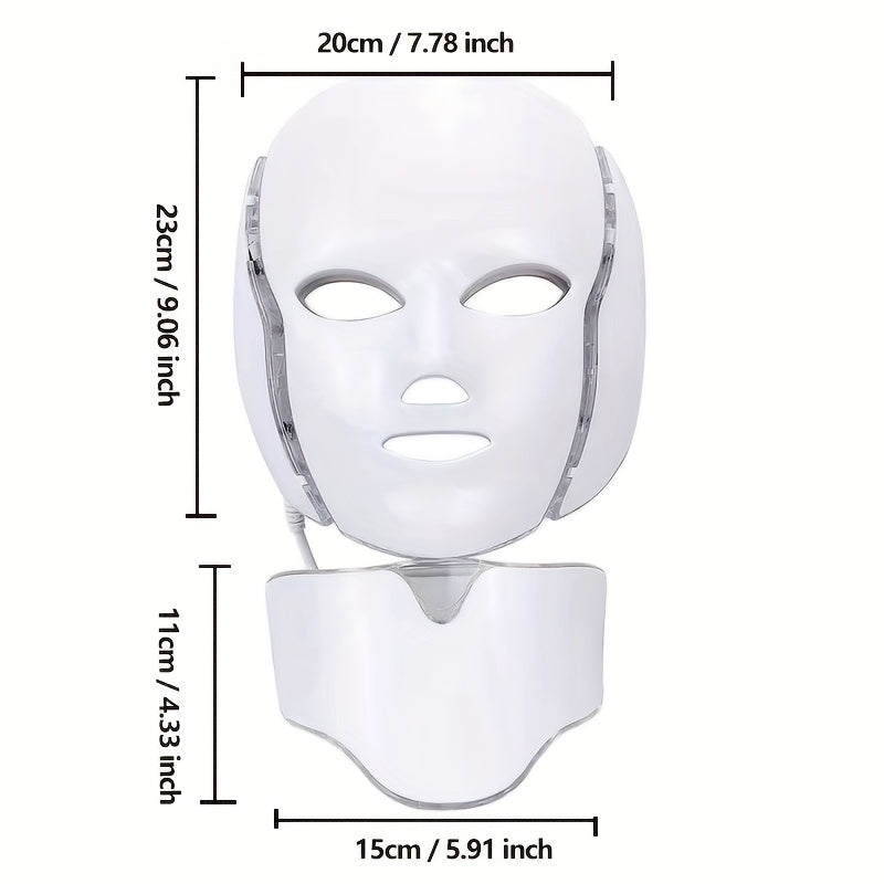 7-Color LED Facial and Neck Mask USB Rechargeable Adjustable Skincare Device