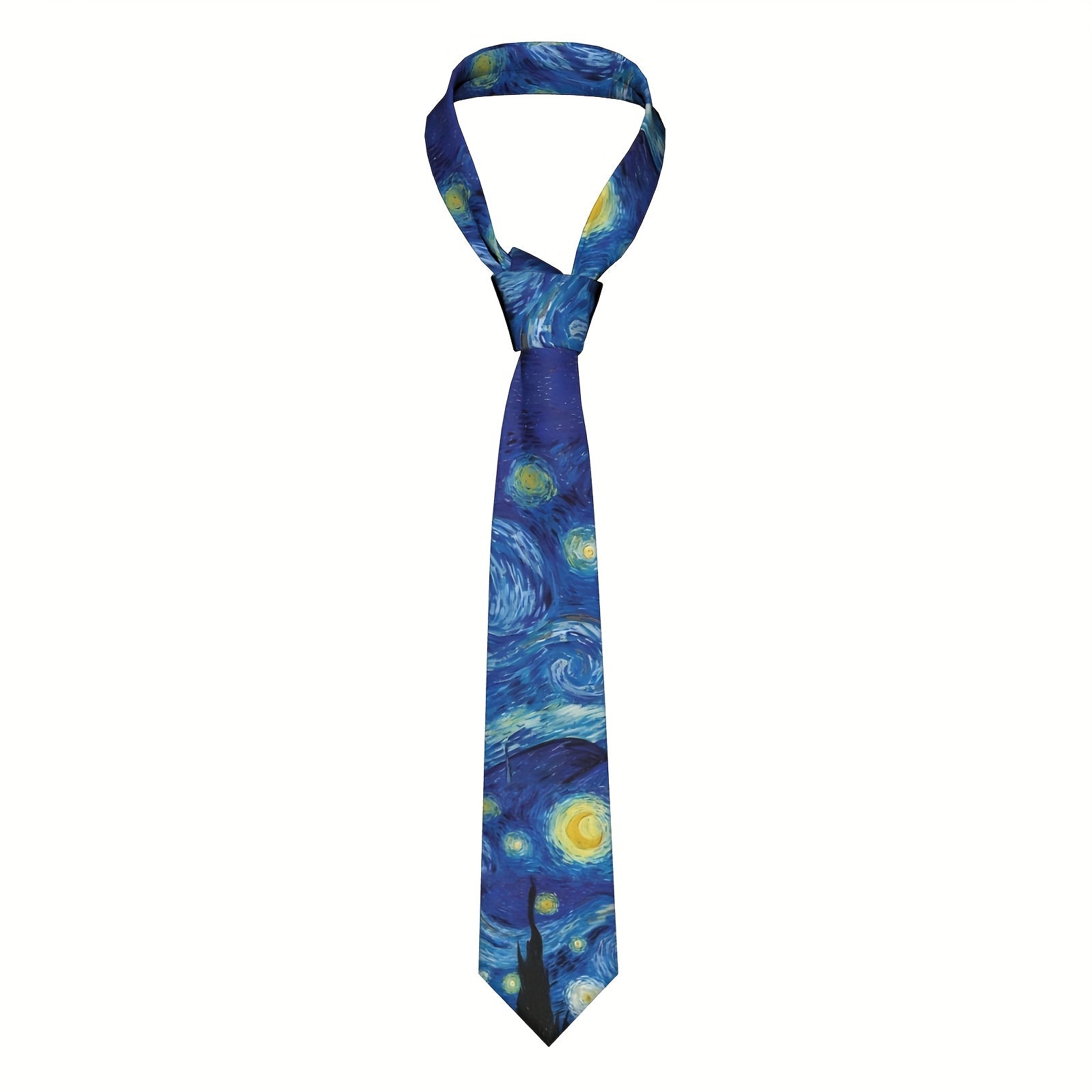 Men's Starry Night Oil Painting Tie Polyester Business Dress Tie